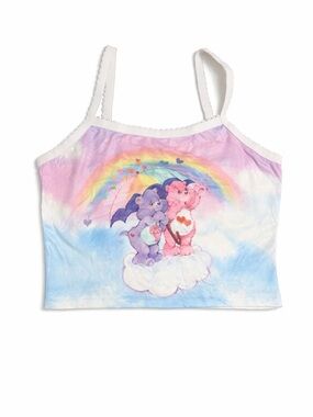 ROMWE Pastel Rainbow Care Bears Crop Top - Pink, Purple, Blue